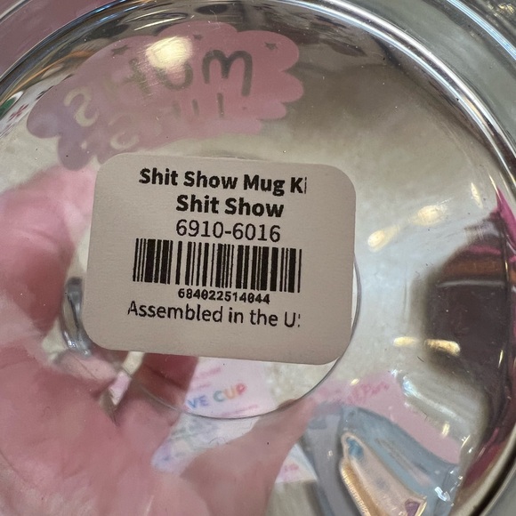NEW Fave Cup Shit Show Mug Gift Set with Socks and Heart Pin Clear Pink Cup NEW - Picture 4 of 11